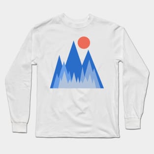 Blue mountains  and sun at sunset Long Sleeve T-Shirt